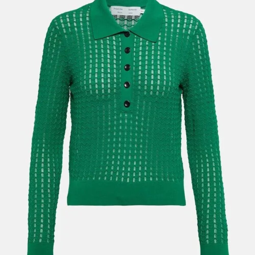 Proenza Schouler White Label Green Polo Top, SM